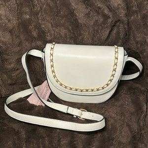Women’s White and Gold Crossbody Bag E Handbags